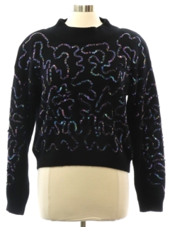 1980's Womens Totally 80s Sequined Cocktail Sweater
