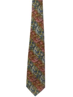 1970's Mens Wide Disco Abstract Paisley Op-Art Necktie