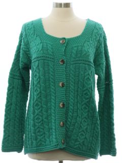 1980's Womens Irish Aran Cardigan Sweater