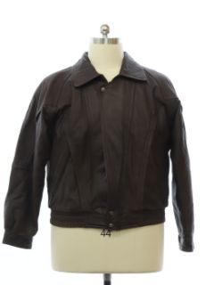 1980's Mens Totally 80s Look Leather Bomber Jacket
