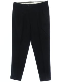1980's Mens Pierre Cardin Totally 80s Black Wool Designer Pleated Pants