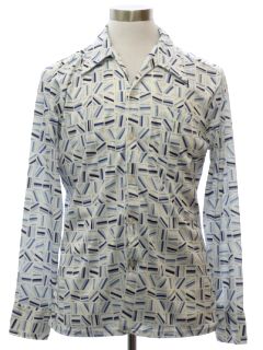1970's Mens Spire Print Disco Shirt