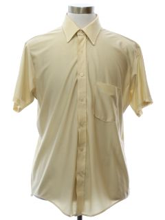 1970's Mens Shiny Nylon Solid Disco Shirt