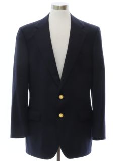 1980's Mens Polo University Club Ralph Lauren Dark Blue Wool Blazer Sport Coat Jacket