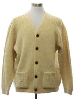 1970's Mens Heavy Wool Knit Cardigan Sweater