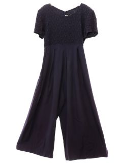 1980's Womens Dark Blue Palazzo Jumpsuit