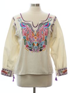 1970's Womens Embroidered Hippie Shirt