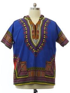 1970's Mens Hoodie Dashiki Shirt
