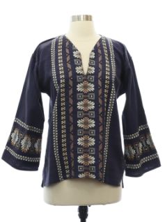 1970's Womens Hippie Style Tunic Shirt