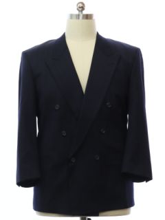 1980's Mens Louis Roth Designer Swing Style Dark Blue Pinstriped Double Breasted Jacket