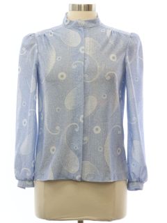 1970's Womens Print Secretary Shirt