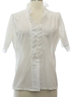 1970's Womens Ruffled Front Secretary Shirt