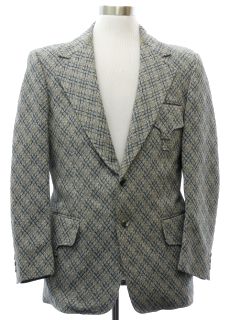 1970's Mens Plaid Disco Blazer Style Sport Coat Jacket