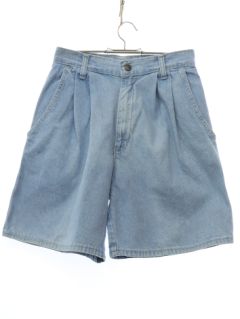 1980's Womens Totally 80s Pleated Denim Jeans Shorts
