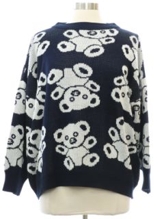 1980's Womens Totally 80s Teddy Bear Sweater