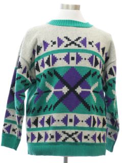 1980's Mens Totally 80s Stefano Cosby Style Pullover Sweater