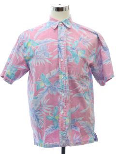 1980's Mens Reverse Print Cotton Hawaiian Shirt