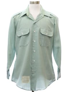 1970's Mens US Army Military Uniform Work Shirt
