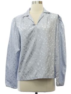 1980's Womens Pullover Subtle Print Disco Style Shirt