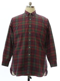 1980's Mens Preppy Plaid Cotton Shirt