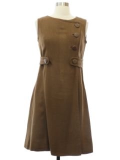 1960's Womens Mod Knit Heavy Linen Silk Blend Dress