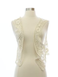 1990's Womens Crochet Embroidered Hippie Vest