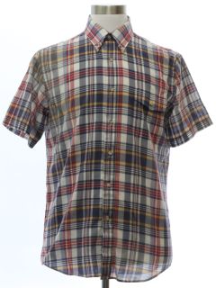 1980's Mens Totally 80s Preppy Plaid Shirt