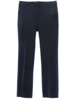 1970's Mens Dark Blue Flared Textured Striped Disco Pants