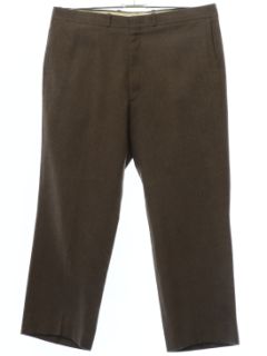1980's Mens Wool Flat Front Slacks Pants