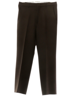 1980's Mens Sears Dark Brown Flat Front Pinstriped Slacks Pants