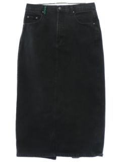 1990's Womens Black Denim Jean Skirt