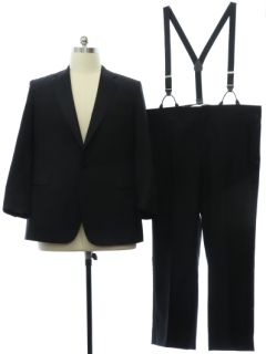 1980's Mens Linett Black Wool Tuxedo Suit