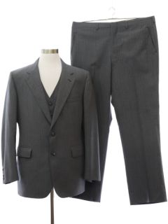 1980's Mens Cricketeer Three Piece Pinstriped Suit