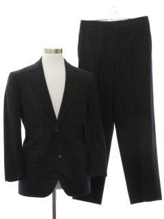 1980's Mens Brooks Brothers Black Wool Suit