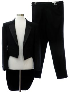 1990's Mens Black Tuxedo Tails Suit