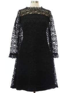 1970's Womens Mod Lace Cocktail Dress