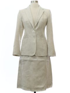 1980's Womens Evan Picone Woven Silk Blend Secretary Suit