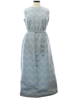 1970's Womens Mod Knit A-Line Maxi Dress