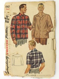 1940's Mens Sewing Pattern