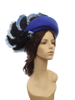 1970's Womens Accessories - Jack M Connell Felted Wool Feathered Designer Hat