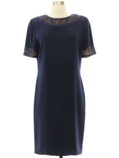 1990's Womens Della Roufogall Dark Blue Cocktail Dress