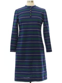 1960's Womens L Aiglon Twiggy Style Mod Knit Dress