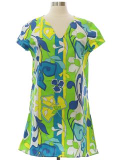 1960's Womens Mod Hawaiian Style Mini Dress
