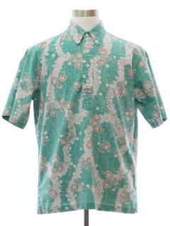 1980's Mens Reyn Spooner Reverse Print Cotton Hawaiian Shirt