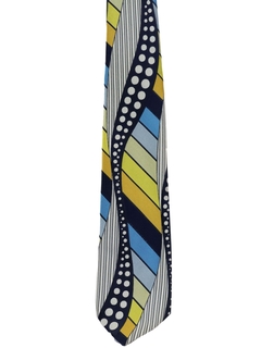 1970's Mens Wide Op-Art Psychedelic Disco Necktie