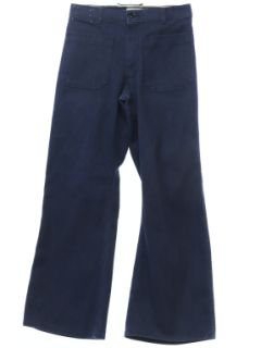 1970's Unisex Navdungaree Navy Denim Bellbottoms Jeans Pants