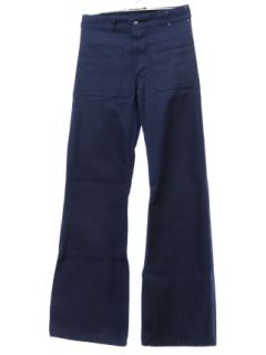 1970's Unisex Seafarer Navy Denim Bellbottoms Jeans Pants