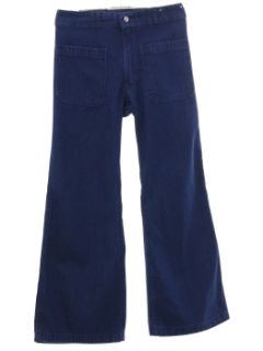 1970's Unisex Seafarer Navy Denim Bellbottoms Jeans Pants