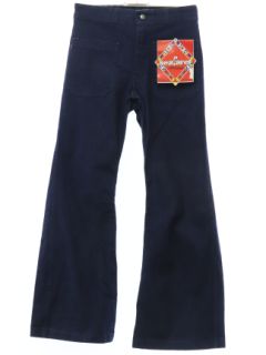 1970's Unisex All Cotton Seafarer Preshrunk Navy Denim Bellbottom Jeans Pants