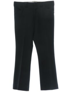 1970's Mens Black Flared Textured Leisure Pants